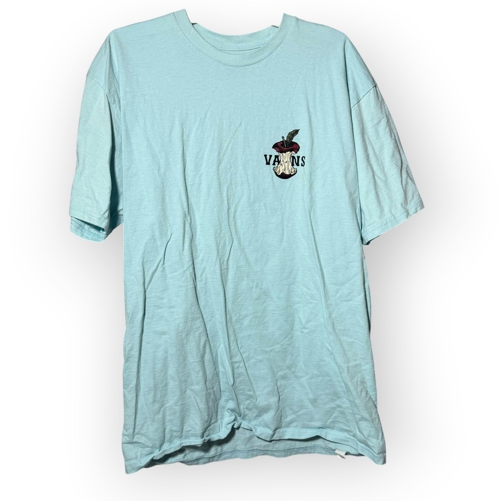 Vans Mens Large Light Blue Hard Core Apple Core Graphic‎ T-Shirt Cotton